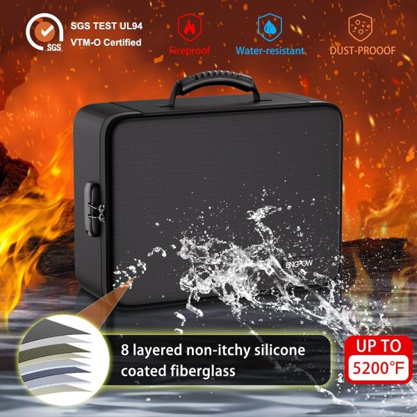 ENGPOW File Organizer Bag with 13 Pocket Accordion File Folder, Fireproof Document Organizer with Lock& Labels,Multi-Layer Portable Home Travel Safe Storage Box for Important Documents,Files and More - Image 4