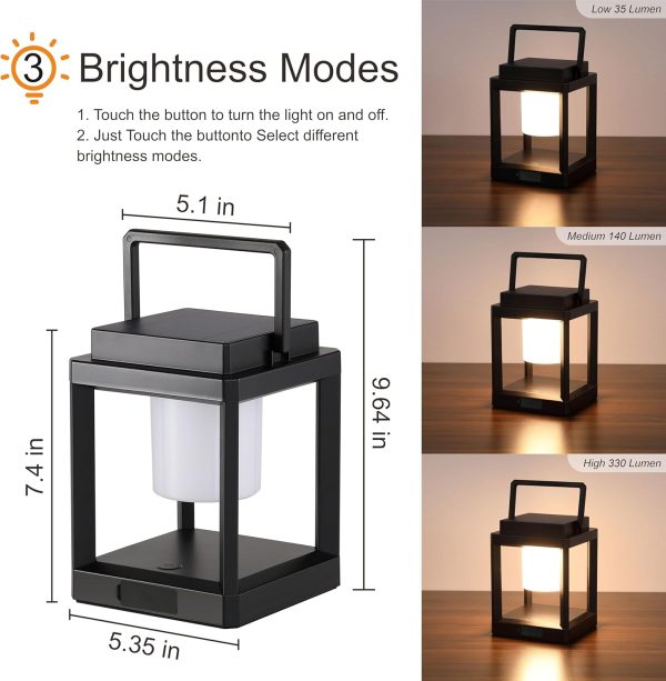 LETRY Outdoor Table Lamp, Brightness LED Nightstand Lantern, Portable Rechargeable Solar Lamp Waterproof, Touch Control Outdoor Lamps Cordless Lights Decorative for Patio/Walking/Reading/Camping - Image 2