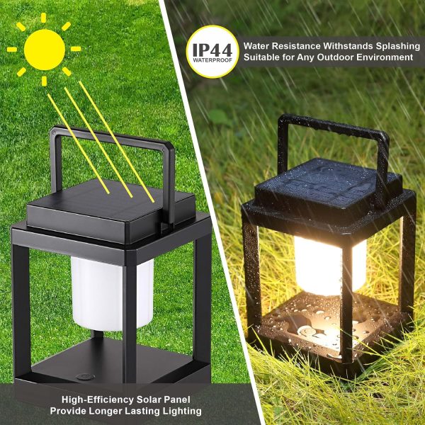 LETRY Outdoor Table Lamp, Brightness LED Nightstand Lantern, Portable Rechargeable Solar Lamp Waterproof, Touch Control Outdoor Lamps Cordless Lights Decorative for Patio/Walking/Reading/Camping - Image 3